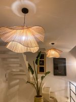 Handmade Raffia Ceiling Lamp - Wavy Pendant Light - Image 8