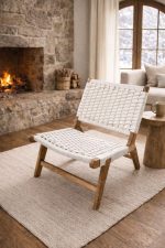 Moroccan Armchair in Nutwood with White Cord – Handwoven Reclined Chair - Image 2