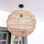 Handwoven Raffia Pendant Light - Round Natural Ceiling Lamp