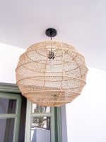 Handwoven Raffia Pendant Light - Round Natural Ceiling Lamp