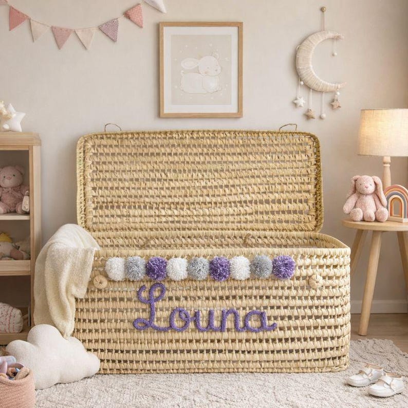 il_794xN.7538641774_2n3f Personalised Palm Leaf Toy Chest – Custom Storage Box 80 cm - Image 1