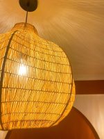 Handwoven Raffia Pendant Light – Round Artisan Lamp - Image 5