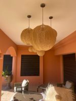 Handwoven Raffia Pendant Light – Round Ceiling Lamp