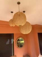 Handwoven Raffia Pendant Light – Round Ceiling Lamp - Image 5