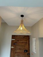 Round Handwoven Raffia Pendant Lamp – Natural Ceiling Light