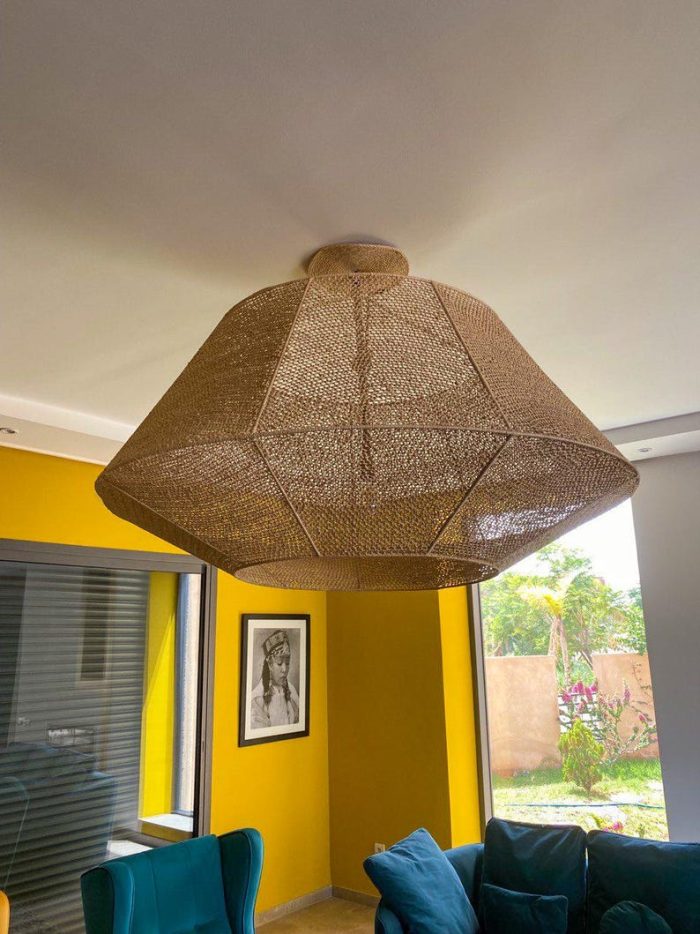 Moroccan Hexagon Pendant Lamp - Large Handwoven Ceiling Light - Image 14