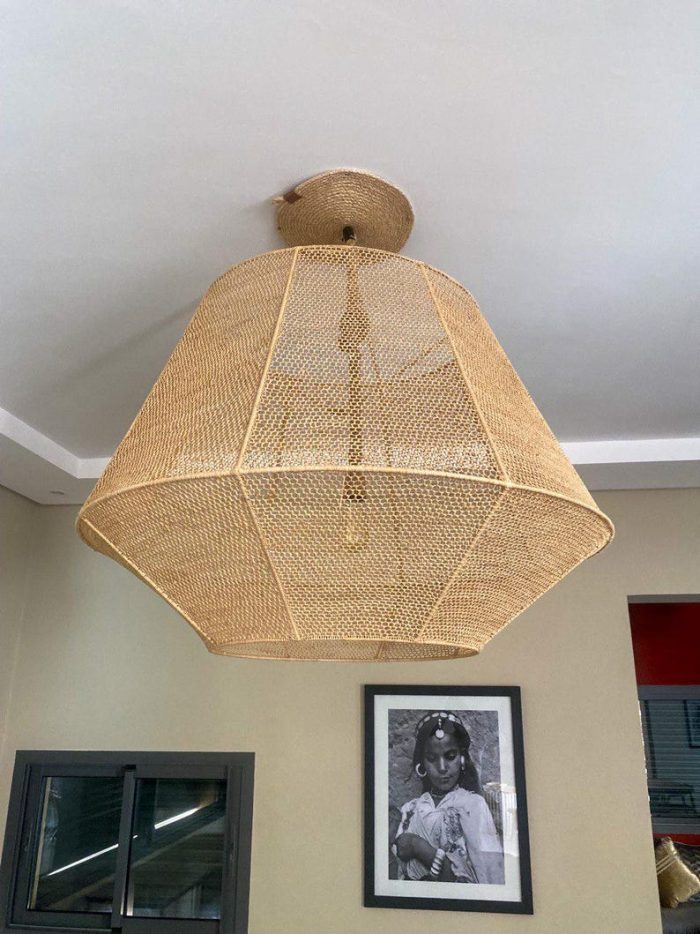 Moroccan Hexagon Pendant Lamp - Large Handwoven Ceiling Light - Image 5