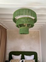 Moroccan Hdoum Fringe Pendant Lamp - Layered Artisan Light - Image 3