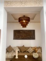 Moroccan Hdoum Fringe Pendant Lamp - Tiered Handcrafted Light - Image 2