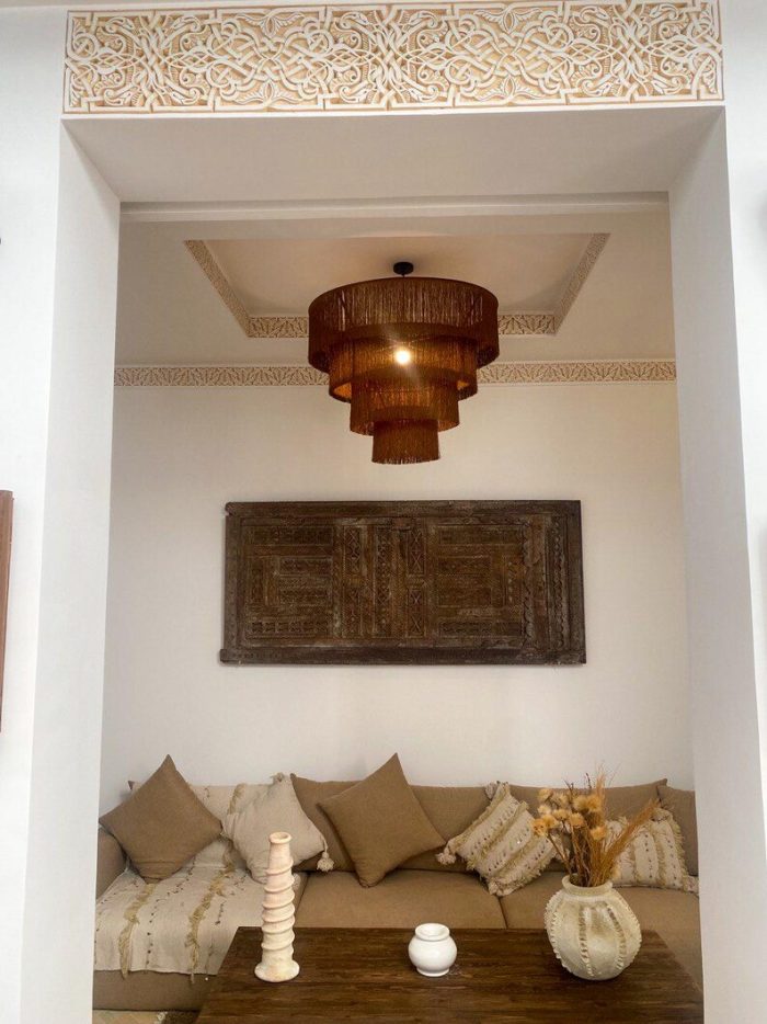 Moroccan Hdoum Fringe Pendant Lamp - Tiered Handcrafted Light - Image 2