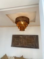 Moroccan Hdoum Fringe Pendant Lamp - Tiered Handcrafted Light
