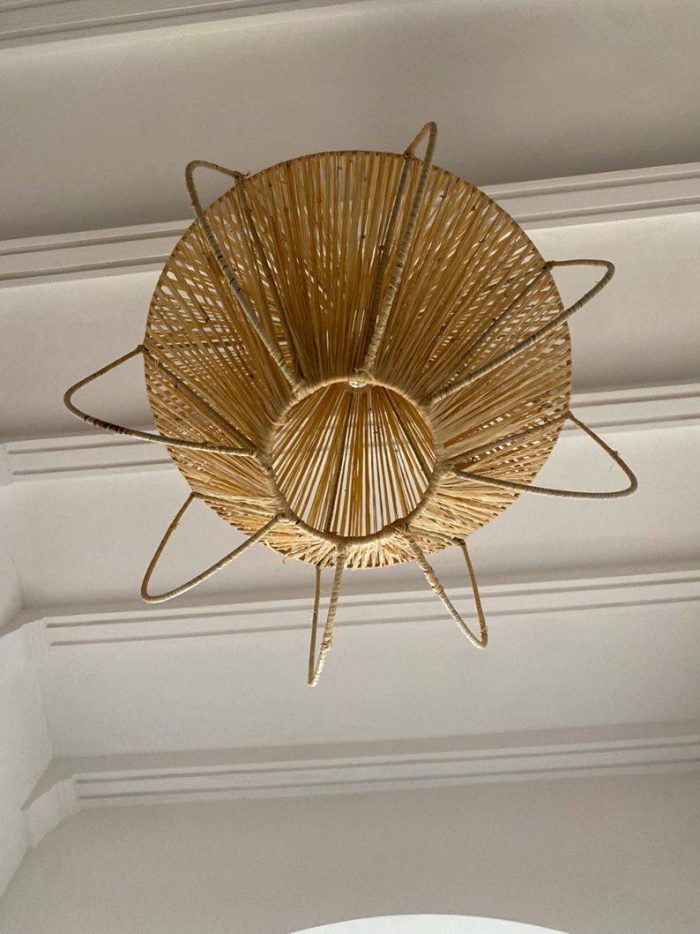 Moroccan Flared Lantern Pendant Lamp – Natural Fiber Light - Image 5