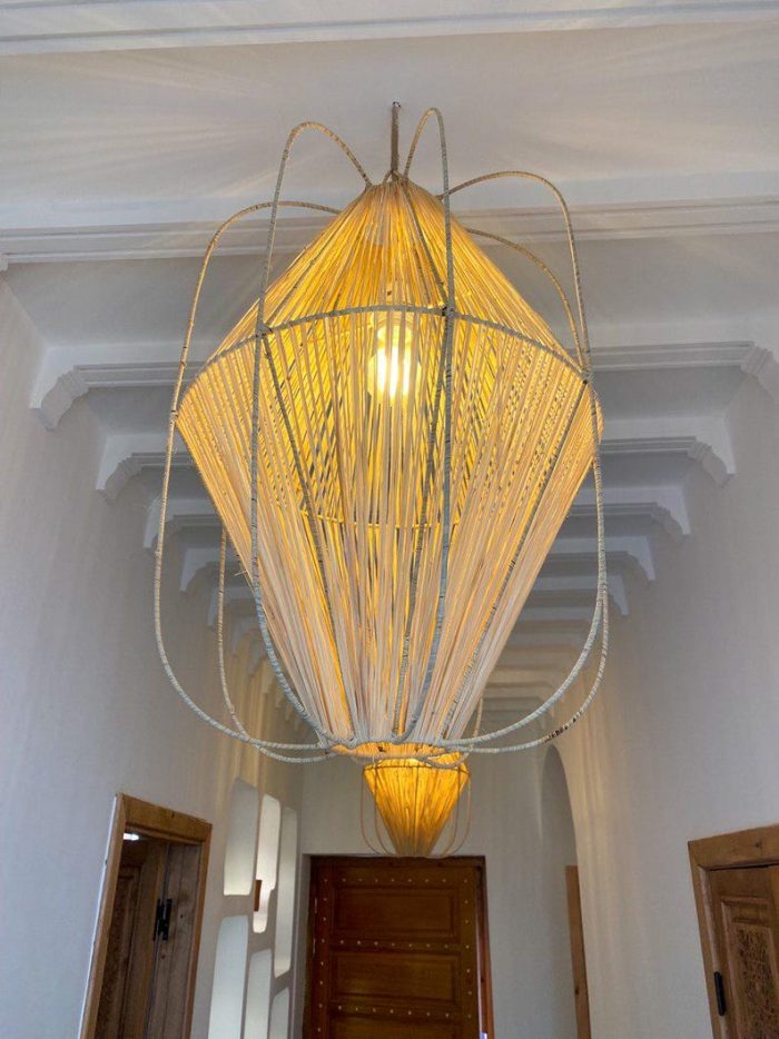 Moroccan Flared Lantern Pendant Lamp – Natural Fiber Light - Image 7