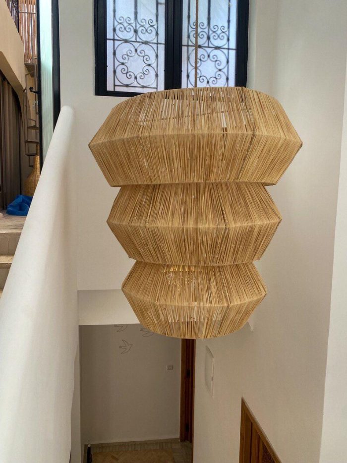 Oversized Hexagonal Pendant Light – Handwoven Moroccan Design - Image 4