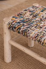 Moroccan Bench with Boucherouite Rope - Colorful Handmade Bench - Image 3