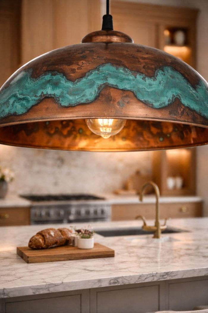 Handcrafted Aged Copper Dome Pendant - Image 3