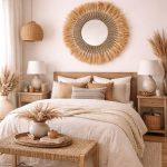 Marokkaanse raffia koord ronde spiegel – handgeweven decor