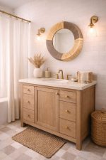 Moroccan Raffia Cord Mirror – Round Handwoven Wall Mirror