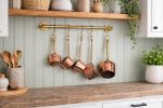 Brass Wall Rail with Hooks – Kitchen Pot & Mug Hanging Rack