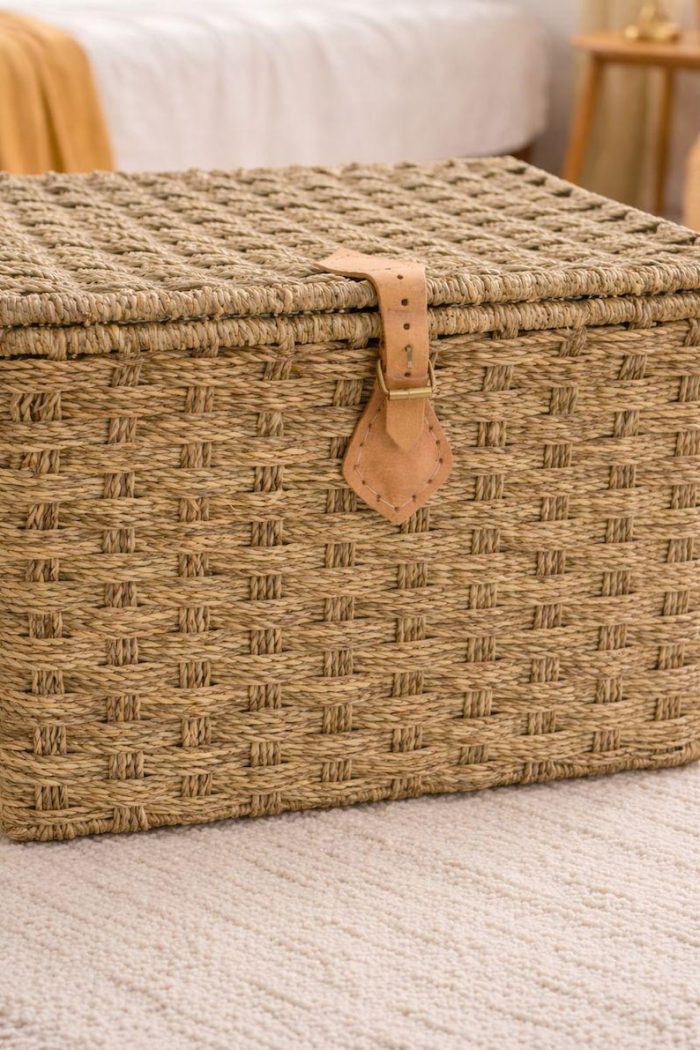 Handwoven Doum Palm Storage Box with Lid – Kids Room Organizer - Image 2