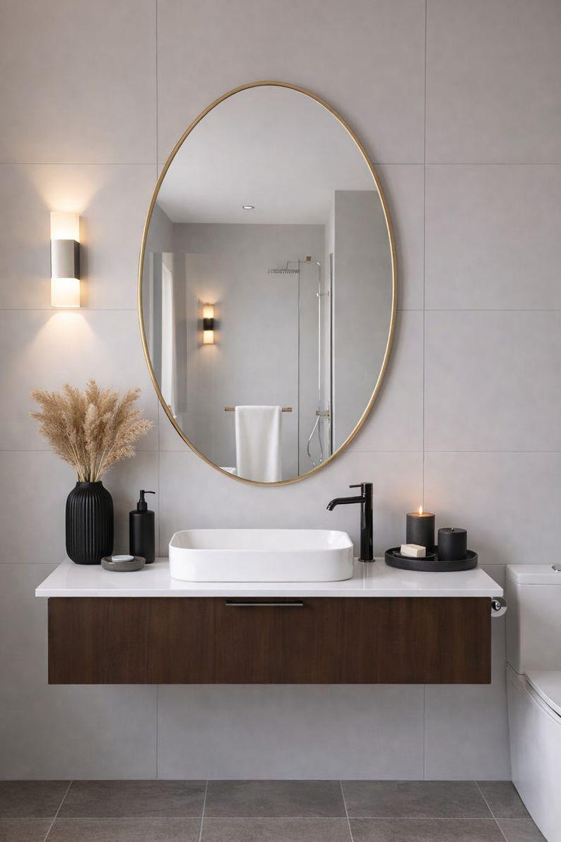 il_794xN.7566831075_9jnr Oval Handmade Brass Wall Mirror - Antique Finish - Image 1