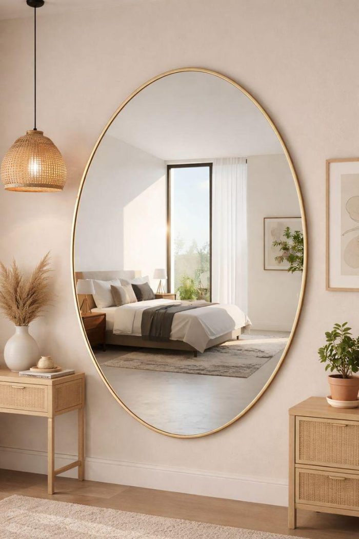 Oval Handmade Brass Wall Mirror - Antique Finish - Image 2
