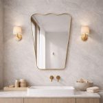 Antique Brass Curved Wall Mirror - Handcrafted Design - Image 3