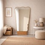 Antiek messing gebogen wandspiegel – handgemaakt design