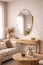 Antique Brass Curved Wall Mirror - Elegant Statement Mirror - Image 2