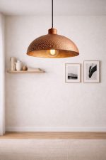 Hammered Brass Pendant Light with Brown Patina