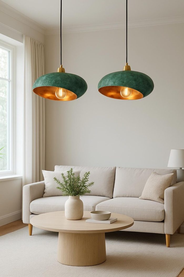 Handcrafted Aged Copper Dome Pendant - Image 2