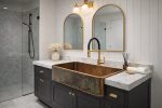 Antique Copper Apron Front Sink – Rustic Farmhouse Bathroom Basin - Image 3