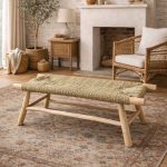 Marokkaanse handgeweven bank met palmbladkoord