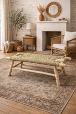 Marokkaanse handgeweven bank met palmbladkoord