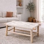 Marokkaanse handgeweven bank met wit koord