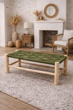 Marokkaanse handgeweven bank met groen koord