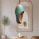 Turquoise Patina Copper Pendant Light – Modern Artisan Hanging Lamp