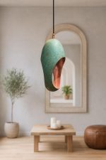 Turquoise Patina Copper Pendant Light – Modern Artisan Hanging Lamp