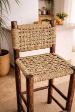 Moroccan Handwoven Bar Stool with Palm Leaf Rope - Handmade - Image 4