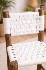 Moroccan Boho Bar Stools with White Rope Weave - Handmade Set - Image 4