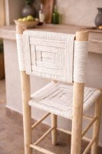 Moroccan Boho Bar Stools with White Rope Weave - Handmade Set (2) - Image 4