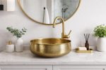 Hammered Brass Round Vessel Sink – Gold Bathroom Bowl Basin - Image 4