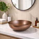 Hammered Copper Round Vessel Sink – Rustic Bathroom Bowl