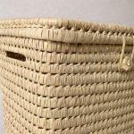 Handwoven Palm Leaf Laundry Basket with Lid - Square Natural Storage Basket - Image 3