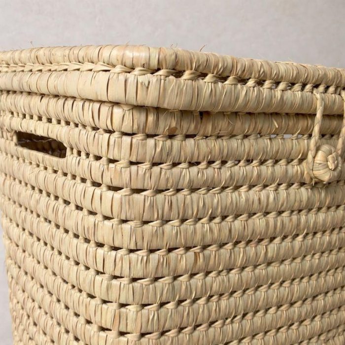 Handwoven Palm Leaf Laundry Basket with Lid - Square Natural Storage Basket - Image 3