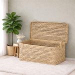 Handwoven Palm Leaf Storage Chest – Boho Storage Box