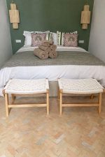 Set of 2 Handmade Moroccan Walnut Wood Benches with White Rope