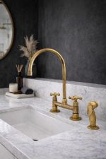 Brass Kitchen Sink Faucet & Sprayer Set – Bridge Style, Classic Design - Image 3
