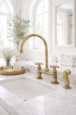 Brass Kitchen Sink Faucet & Sprayer Set – Bridge Style, Classic Design - Image 4