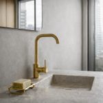 Brushed Brass Bathroom Faucet – Modern Single-Handle Sink Mixer Tap